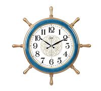 WBDWWTD Living Room Mute Wall Clock Mediterranean Rudder Shaped Clock Quartz Wall Clock (A)