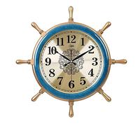WBDWWTD Living Room Mute Wall Clock Mediterranean Rudder Shaped Clock Quartz Wall Clock (B)