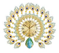 WBDWWTD Luxury Style Wall Clock 3D Non-Ticking Silent Metal Wall Clock European Luxury Style Art Gold Wall Clocks for Living Room Home (Style 3)