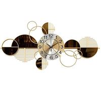 WBDWWTD Minimalist Clock Creative Metal Wall Clock Personality Glass Large Wall Clock Silent Non-Ticking Wall Clock Decorative Clock (Gold A)