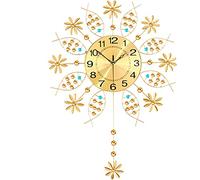 WBDWWTD Minimalist Clocks Pendulum Wall Clocks Decorative Indoor Non-Ticking Silent Clock Battery Operated Wall Clock (Gold)