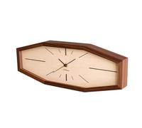 WBDWWTD Office Wall Decor Solid Wood Creative Living Room Linear Octagonal Wall Clock Fashion Quartz Clock Alarm Clocks for Bedrooms(Black Walnut Frame)