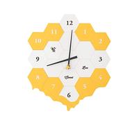 WBDWWTD Personality Honeycomb Wall Clock Living Room Bedroom Silent Large Clock (Yellow White) Wall Clock Decorative Clock