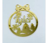 WBDWWTD Personalized Christmas Snowflake Custom Gift Ornaments Different Names Baubles Christmas Tree Decoration Mirror Gold Tags-Mirror Gold 4,1pcs