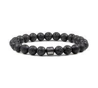 WBDWWTD Pulsera de Cuentas de 8 mm para Hombre, Pulsera, Cuentas, Bolas de Cristal, Piedras Naturales, hematita, Tejido Redondo Blanco, elástico, 17 cm x 7 mm, 1 Pieza para Fiesta de graduación