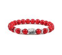 WBDWWTD Pulseras de Cuentas Pulsera de Cuentas de Cristal de 8 mm Piedras Naturales Cabeza de Buda Tejido Redondo Blanco Elástico 17 cm x 7 mm 1 Pieza para graduación