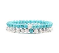 WBDWWTD Pulseras de Mejores Amigas para Mujer, Pulseras de Cristal, Piedras Naturales, Cuentas Redondas Rojas y Blancas, Tejidas elásticas, 17 cm x 7 mm para cumpleaños