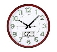 WBDWWTD Round Wall Clock Minimalist Perpetual Calendar Clock LCD Clock Glow in The Dark Mute Wall Clock (A)