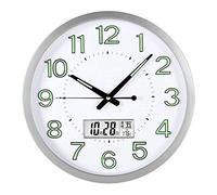 WBDWWTD Round Wall Clock Minimalist Perpetual Calendar Clock LCD Clock Glow in The Dark Mute Wall Clock (C)