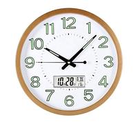 WBDWWTD Round Wall Clock Minimalist Perpetual Calendar Clock LCD Clock Glow in The Dark Mute Wall Clock (B)