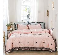 WBDWWTD Silk Bedding Sets King Size, Duvet Covers Double Bed Green, Bedding Sets Duvet Covers Quilt Cover Flat Sheet Pillowcases Soft Silky Luxury Full Satin Silk Embroidery King Size Double Bed Twin