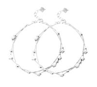 WBDWWTD Silver Double Layer Beaded Chain Star Bracelet Adjustable Lightweight Women’s Friendship Jewelry Party Accessories