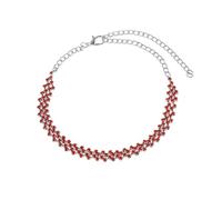WBDWWTD Silver/Gold Anklet Women, Red Cubic Zirconia Tennis Chain Womens Anklets Jewelry 19.5+11.5cm
