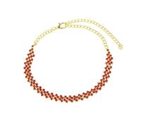 WBDWWTD Silver/Gold Anklet Women, Red Cubic Zirconia Tennis Chain Womens Anklets Jewelry 19.5+11.5cm