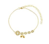 WBDWWTD Silver/Gold Bracelet for Women, with Coin and Bells Charm Anklet Chain Foot Jewelry 23.5+8.7cm