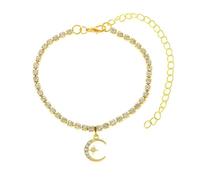WBDWWTD Silver/Gold Bracelets, Moon Star with Cubic Zirconia Anklet Jewelry Women 21.2+10cm