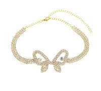 WBDWWTD Silver/Gold, Cubic Zirconia Tennis Chain with Butterfly Womens Anklets Jewelry 24.2+10cm