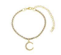 WBDWWTD Silver/Gold Foot Bracelet for Woman, Cubic Zirconia Chain with Moon Beach Anklet 21.3+10cm