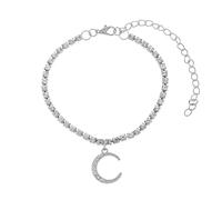 WBDWWTD Silver/Gold Foot Bracelet for Woman, Cubic Zirconia Chain with Moon Beach Anklet 21.3+10cm