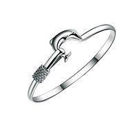 WBDWWTD Silver Plated Dolphin Pattern Bangle Bracelet Women Adjustable Fashion Jewellery Elegant Polish and Comfortable for Daily Wear