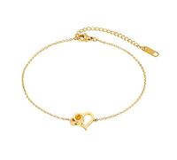 WBDWWTD Stainless Steel Adjustable Ankle Bracelets for Heart Circle with Cubic Zirconia Women Anklets Jewelry 21.5+5cm