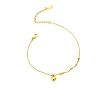 WBDWWTD Stainless Steel Ankle Bracelet, Anklets Bracelets Beads with Heart Anklet Foot Jewelry 20+5cm