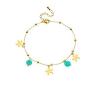 WBDWWTD Stainless Steel Ankle for Women, with Round Stone and Starfish Anklet Bracelet Jewelry 21.5+5.5cm