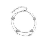 WBDWWTD Stainless Steel Anklet Bracelets for Double Layer Heart Bar Women Anklets Jewelry 18.5+6.5cm