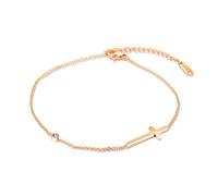 WBDWWTD Stainless Steel Bracelets for Women Cross with Cubic Zirconia Womens Anklet Jewelry 21+4cm
