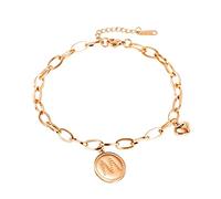 WBDWWTD Stainless Steel Rose Gold Bracelet Letter M Heart Ankle Bracelets for Women 21+4.5cm