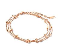 WBDWWTD Stainless Steel Round Bead Multilayer Silver Ankle Bracelet for Women Jewelry 21+5cm