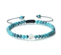 WBDWWTD Stone Bracelets for Men and Women, 4MM Lava Rock with Heart Bracelet Adjustable 17-28CM