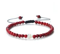 WBDWWTD Stone Bracelets for Men and Women, 4MM Lava Rock with Heart Bracelet Adjustable 17-28CM