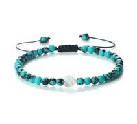 WBDWWTD Stone Bracelets for Men and Women, 4MM Lava Rock with Heart Bracelet Adjustable 17-28CM