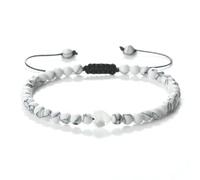 WBDWWTD Stone Bracelets for Men and Women, 4MM Lava Rock with Heart Bracelet Adjustable 17-28CM