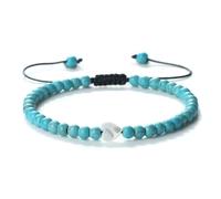 WBDWWTD Stone Bracelets for Men and Women, 4MM Lava Rock with Heart Bracelet Adjustable 17-28CM