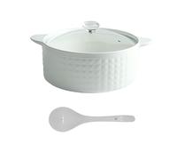 WBDWWTD Tapa De Doble Asa Sopera De Cerámica Blanca Pura Cazuela De Plato Blanco Redonda De Cerámica/Olla De Barro/Olla De Barro/Utensilios De Cocina De Cerámica,2000mla