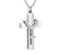 WBDWWTD TQHGHX Colgante de joyería de cremación para Cenizas, Collar de urna Cruzada con Mini urna de Recuerdo, joyería Conmemorativa para Cenizas, Conmigo Siempre