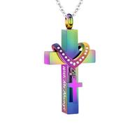 WBDWWTD TQHGHX Colgante de joyería de cremación para Cenizas, Collar de urna Cruzada con Mini urna de Recuerdo, joyería Conmemorativa para Cenizas, Conmigo Siempre
