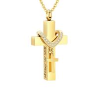 WBDWWTD TQHGHX Colgante de joyería de cremación para Cenizas, Collar de urna Cruzada con Mini urna de Recuerdo, joyería Conmemorativa para Cenizas, Conmigo Siempre