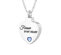 WBDWWTD TQHGHX Colgante de joyería de cremación para Cenizas - Collar de urna de corazón con Piedra Natal de Cristal con Mini urna de Recuerdo, joyería Conmemorativa de Cenizas para Mujeres - Forever