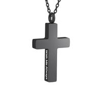 WBDWWTD TQHGHX Collar con Cruz de Cremación para Cenizas Colgante de Urna con Cruz de Acero Inoxidable con Mini Soporte para Cenizas de Recuerdo Joyería Conmemorativa - Conmigo Siempre