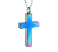 WBDWWTD TQHGHX Collar con Cruz de Cremación para Cenizas Colgante de Urna con Cruz de Acero Inoxidable con Mini Soporte para Cenizas de Recuerdo Joyería Conmemorativa - Conmigo Siempre