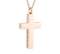 WBDWWTD TQHGHX Collar con Cruz de Cremación para Cenizas Colgante de Urna con Cruz de Acero Inoxidable con Mini Soporte para Cenizas de Recuerdo Joyería Conmemorativa - Conmigo Siempre