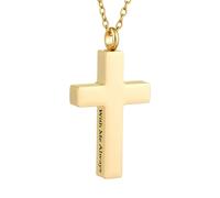 WBDWWTD TQHGHX Collar con Cruz de Cremación para Cenizas Colgante de Urna con Cruz de Acero Inoxidable con Mini Soporte para Cenizas de Recuerdo Joyería Conmemorativa - Conmigo Siempre