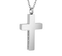 WBDWWTD TQHGHX Collar con Cruz de Cremación para Cenizas Colgante de Urna con Cruz de Acero Inoxidable con Mini Soporte para Cenizas de Recuerdo Joyería Conmemorativa - Conmigo Siempre