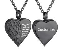 WBDWWTD TQHGHX Collar de urna de corazón de cremación, joyería para Cenizas para Mujeres, Hombres, urna de ala de ángel, medallón para Cenizas con Mini joyería Conmemorativa de Recuerdo: Tus alas
