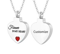 WBDWWTD TQHGHX Personalice Las Joyas de cremación para Cenizas - Collar de urna de corazón con Piedra Natal de Cristal Collares Personalizados Nombres Grabados - Forever In My Heart