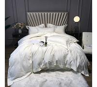 WBDWWTD Twin Bed Duvet Cover Set, Duvet Cover Set Bedding Set 100% Egyptian Cotton Double King Size 4 pcs White Gray Green, 1 Quilt Cover 220×240CM +1 Flat Sheet 245×270 CM+2 Pillowcases