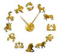 WBDWWTD Wall Clock 12 Signs 3D Acrylic Wall Clock Astrology Wall Art Decor Quiet Sweep Clock Watch Creative Show Mirror Effect